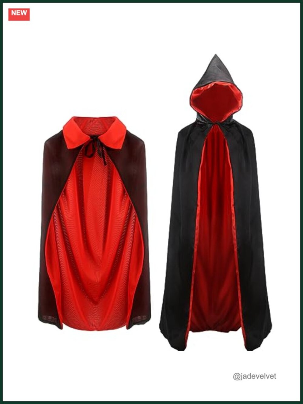 2 Pack Adult Reversible Cloak Vampire Costume Hooded Cape Halloween Cosplay